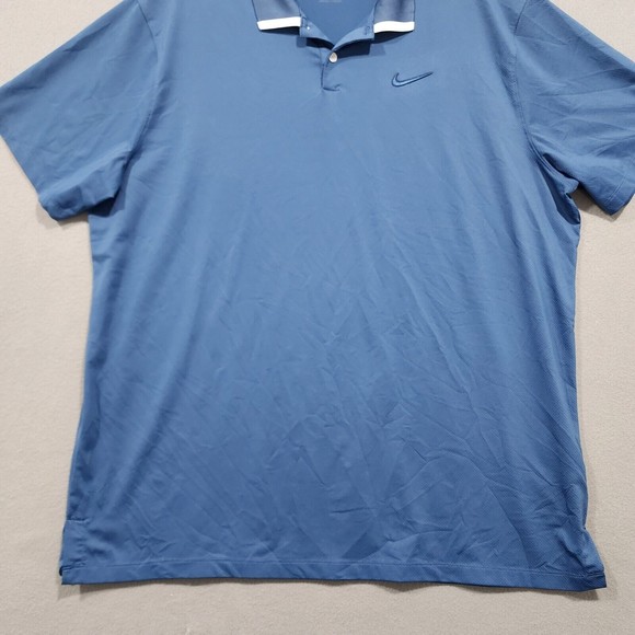 Nike Polo Shirt Mens XL Blue Solid Nike Dri-Fit Standard Fit Short Sleeve - Picture 7 of 16